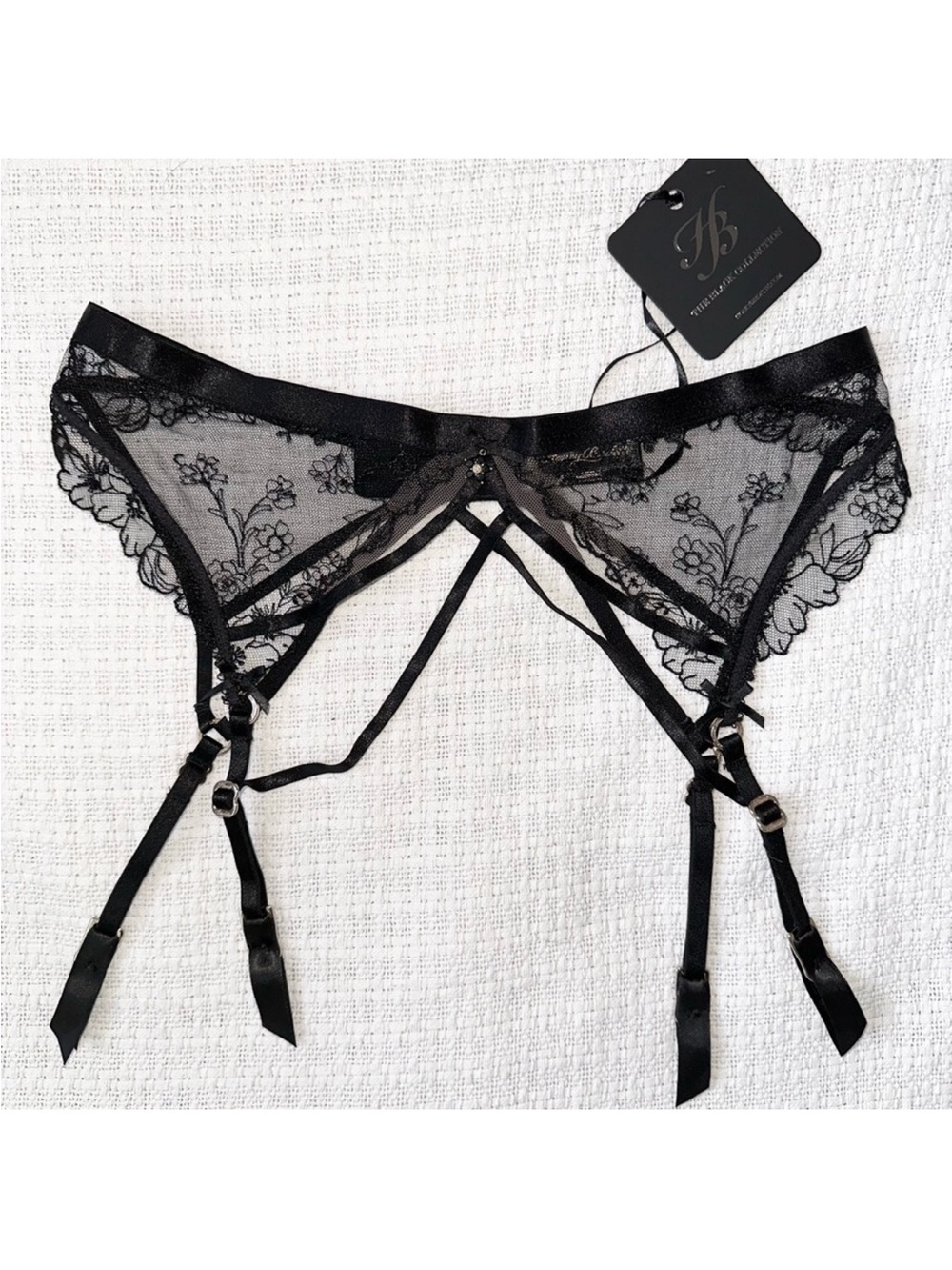 Honey Birdette EMMA Garter Belt with Floral Embroidery
